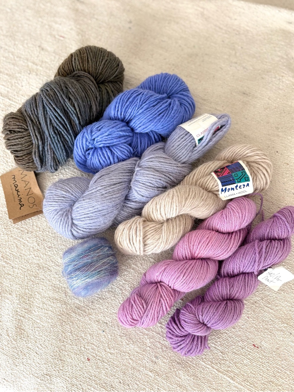 indie dreamy purples yarn bundle - set of pretty wool alpaca hand dyed - manos
